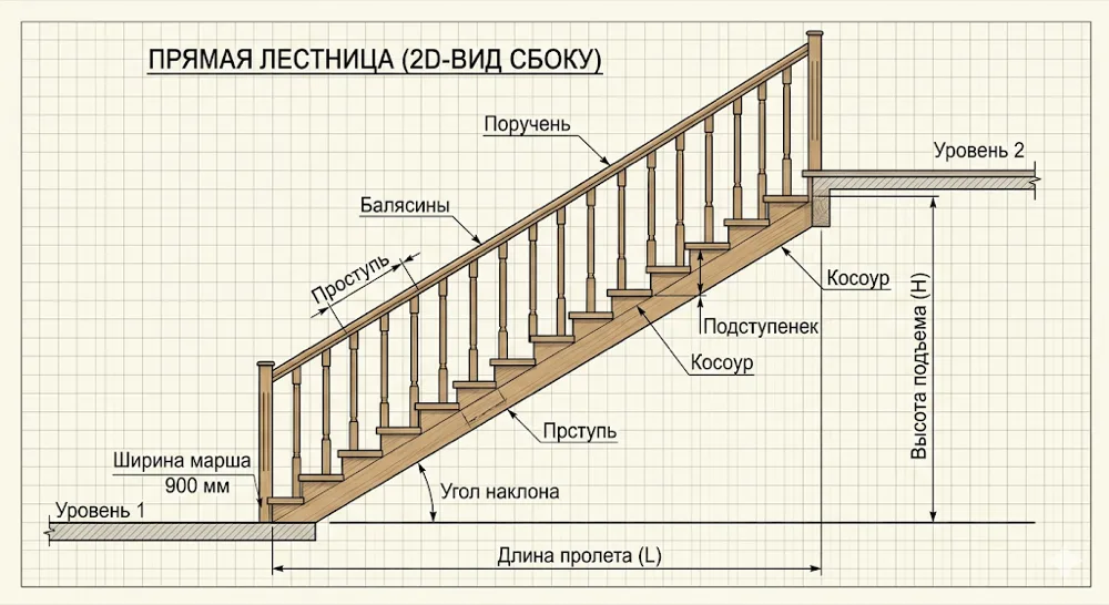 Straight staircase