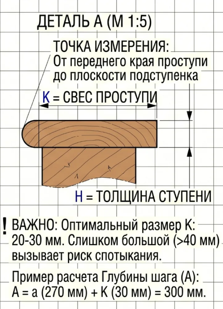 Tread overhang (nosing)